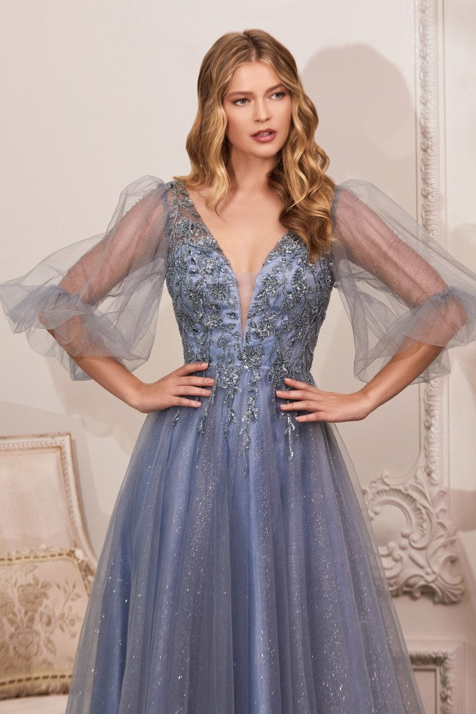Ashley Lauren 11378 - Puffed Sleeves Prom Gown – Couture Candy